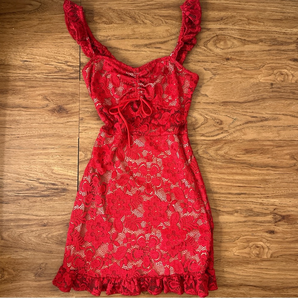 Red lace dress